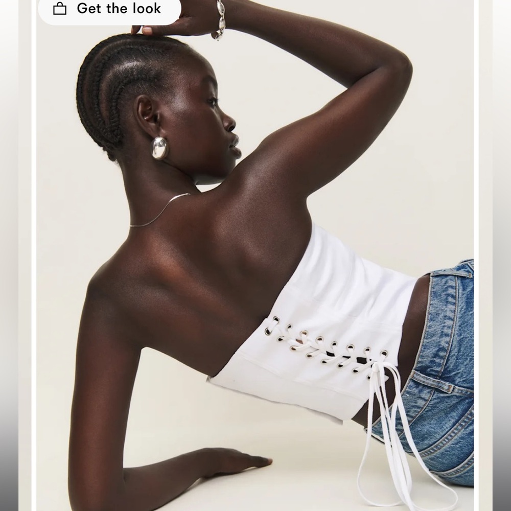 Reformation White Corset Linen Top